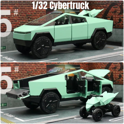 1/32 Tesla Cybertruck Pickup Model S Model X Model Y Toy Car Diecast Metal off Road Collection Pull Back Sound Light Gift Boy