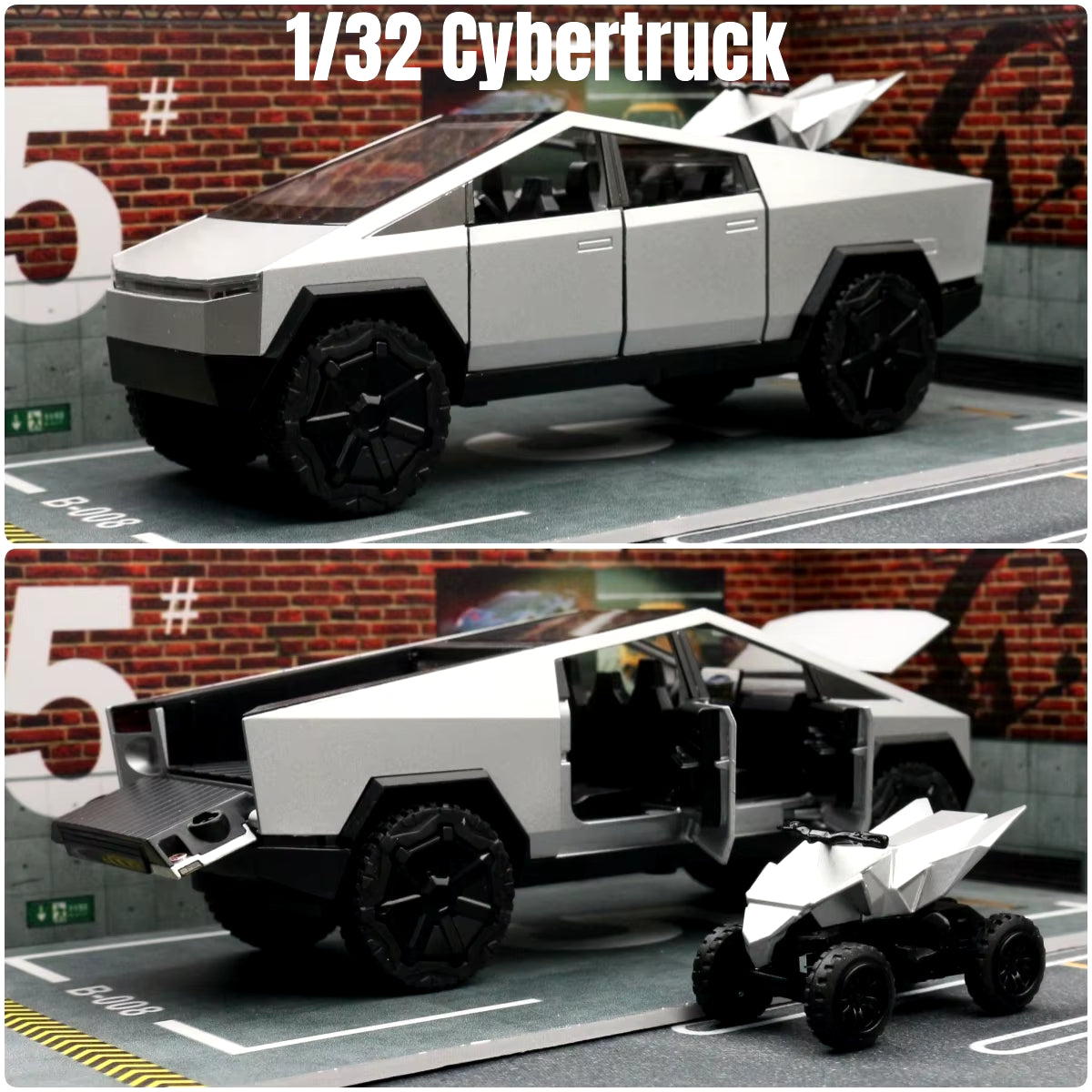 1/32 Tesla Cybertruck Pickup Model S Model X Model Y Toy Car Diecast Metal off Road Collection Pull Back Sound Light Gift Boy