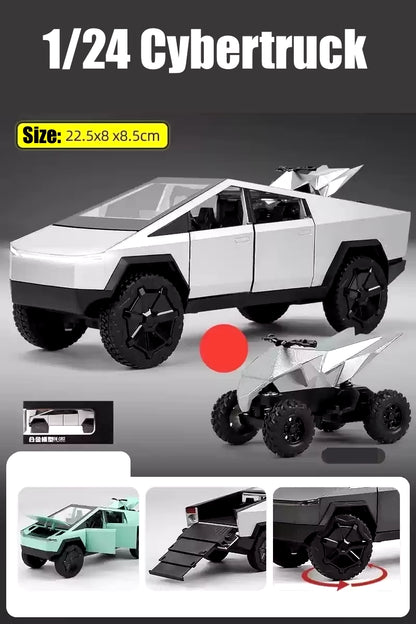 1/32 Tesla Cybertruck Pickup Model S Model X Model Y Toy Car Diecast Metal off Road Collection Pull Back Sound Light Gift Boy