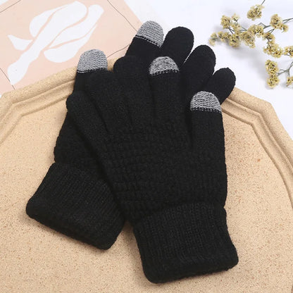 Fashion Touch Screen Knitted Gloves Women Winter Gloves Warm Riding Gloves Solid Fluffy Work Gloves Y2K Harajuku Kawaii Mittens