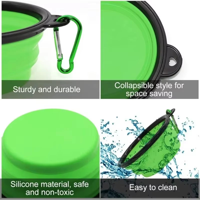 2 Pack Collapsible Dog Water Bowls for Cats Dogs, Portable Petfeeding Watering Dish for Traveling with 2 Carabiners