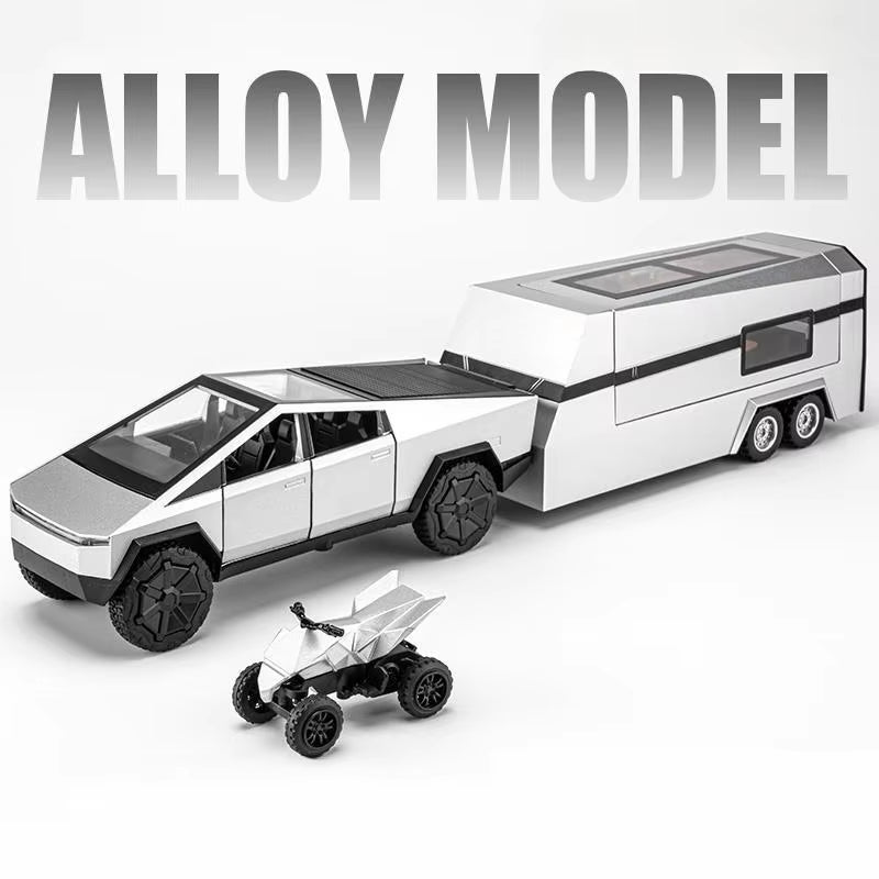 1/32 Tesla Cybertruck Pickup Model S Model X Model Y Toy Car Diecast Metal off Road Collection Pull Back Sound Light Gift Boy