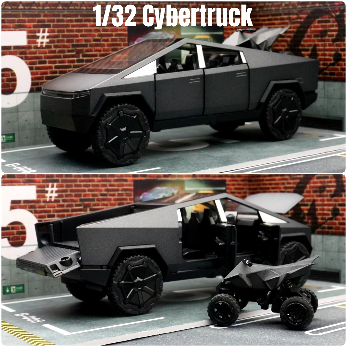 1/32 Tesla Cybertruck Pickup Model S Model X Model Y Toy Car Diecast Metal off Road Collection Pull Back Sound Light Gift Boy