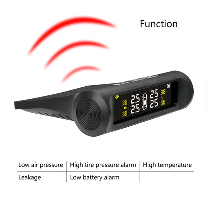 Car TPMS Tyre Pressure Monitoring System Solar Power Digital LCD Display Auto Security Alarm Systems Pressure External Sensor