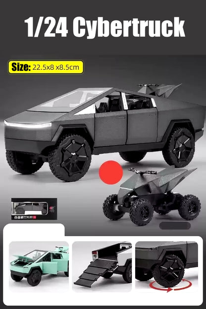 1/32 Tesla Cybertruck Pickup Model S Model X Model Y Toy Car Diecast Metal off Road Collection Pull Back Sound Light Gift Boy